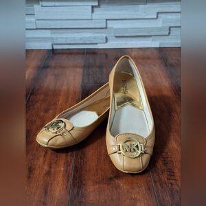 Michael Kors Fulton Ballet Flats Leather Camel Size 8